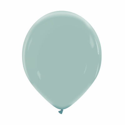 Un ballon en latex de la marque Cattex Premium Vintage Blue de 12 pouces, gonflé et dont l'extrémité est nouée, photographié sur un fond blanc uni.