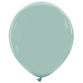 A single inflated vintage blue Cattex balloon with a glossy surface, floating upright on a plain white background.