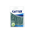 Se muestra un paquete de globos de látex «Premium Vintage Blue» de la marca Cattex de 18″ (25 unidades por bolsa), con el nombre de la marca Cattex en la parte superior y los globos de color azul vintage visibles a través del envase transparente. En la esquina inferior izquierda aparece una etiqueta ecológica.