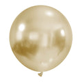 A fully inflated 24″ Cattex Brand Titanium (Chrome/Mirror) Royal Pearl latex balloon floats against a plain white background.