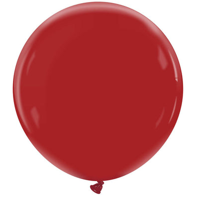 A single, inflated Cattex Brand Premium Imperial Red 36″ latex balloon with a tied end is displayed against a white background.