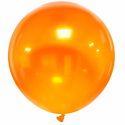 A single 36″ Cattex Brand Crystal Orange Latex Balloon, with a tied end, floats against a plain white background.