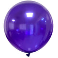 A glossy, round Cattex Brand 36″ Crystal Purple Latex Balloon with subtle reflections of lights and a room on its surface floats against a plain white background.