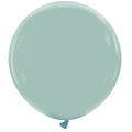 A single fully inflated 36″ Cattex Brand Premium Vintage Blue latex balloon is floating against a plain white background.