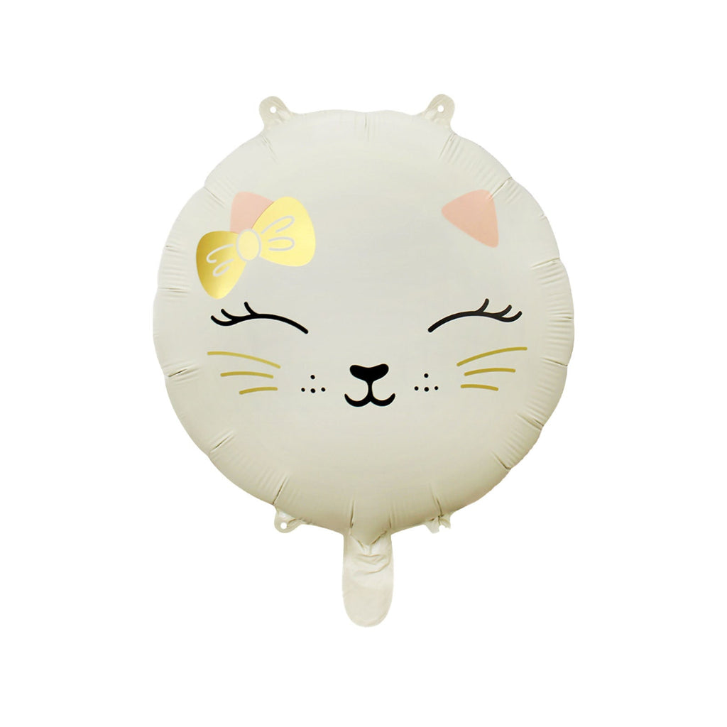 Uninflated 17 Inches Matte Cat Head Round Foil Balloon White Manufacturered By Colour Wheel