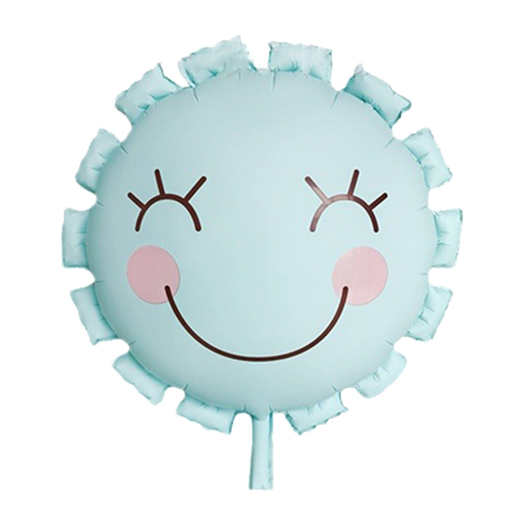 Uninflated 22 Inches Smiling Matte Baby Blue Flower Foil Balloon Manufacturered By Colour Wheel