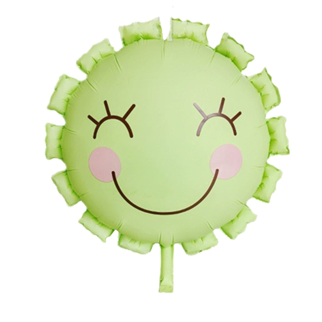 Uninflated 24 Inches Smiling Matte Petal Flower Foil Balloon Green Manufacturered By Colour Wheel