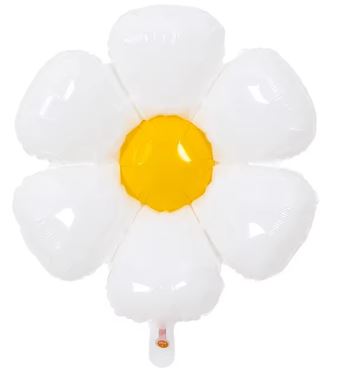 Not Inflated 27 Inches Airfill Only White and Yellow Daisy Flower Balloon Imported By Color Wheel