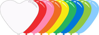 11" Standard Assorted Decomex Heart Shaped Latex Balloons (100 Per Bag)