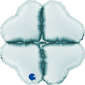 Uninflated 12" (15" Deflated) Standup Base Hearts Mini Satin Pastel Blue Foil Balloon Made By Grabo Balloons in Italy