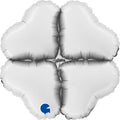 Uninflated 12" (15" Deflated) Standup Base Hearts Mini Satin White Foil Balloon Brand Name Grabo Balloons in Italy