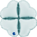 Uninflated 16" (22" Uninflated) Standup Base Hearts Medium Satin Pastel Blue Foil Balloon Brand Name Grabo Balloons in Italy