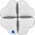 Flat Not Inflated 16" (22" Uninflated) Standup Base Hearts Medium Satin White Foil Balloon Made By Grabo Balloons in Italy