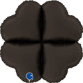 Uninflated 24" (32" Deflated) Standup Base Hearts Maxi Satin Fumé Black Foil Balloon Brand Name Grabo Balloons in Italy