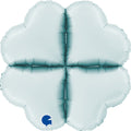 Flat Not Inflated 24" (32" Deflated) Standup Base Hearts Maxi Satin Pastel Blue Foil Balloon Brand Name Grabo Balloons in Italy