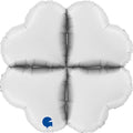 Uninflated 24" (32" Deflated) Standup Base Hearts Maxi Satin White Foil Balloon Brand Name Grabo Balloons in Italy