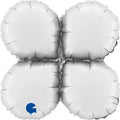 Uninflated 26" (36" Deflated) Standup Base Drops Maxi Satin White Foil Balloon Made By Grabo Balloons in Italy