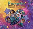 The 56" Airwalker Encanto Mirabel Foil Balloon from Anagram/MD shows Mirabel holding star and round character balloons, set against a lively, floral, and butterfly-filled backdrop.