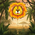 Lion Foil Balloon with Safari Background and Ribbon