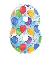 34" Anagram Brand Streamers Number 8 Balloon