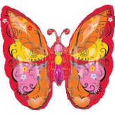 25" Red Whim Garden Butterfly Balloon