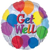 32" Get Well Balloons Jumbo Holographic