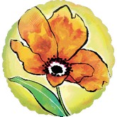 18" Painted Yellow Orange Flower Balloon Packaged