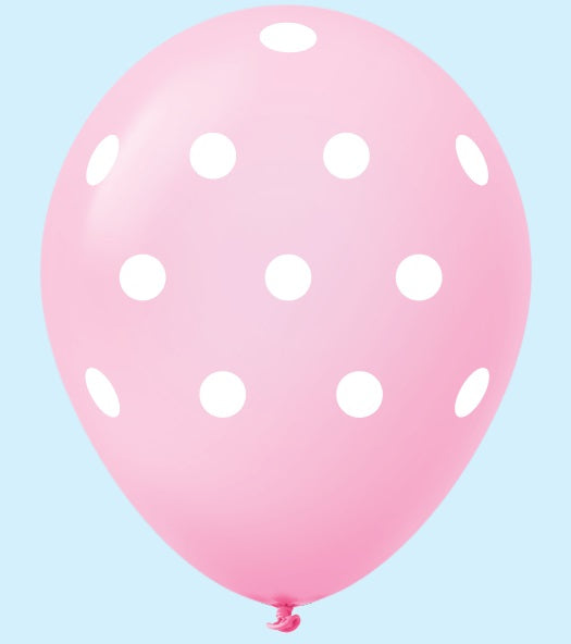 11" Polka Dots Latex Balloons (25 Count) Pastel Pink