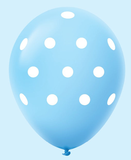11" Polka Dots Latex Balloons (25 Count) Pastel Blue