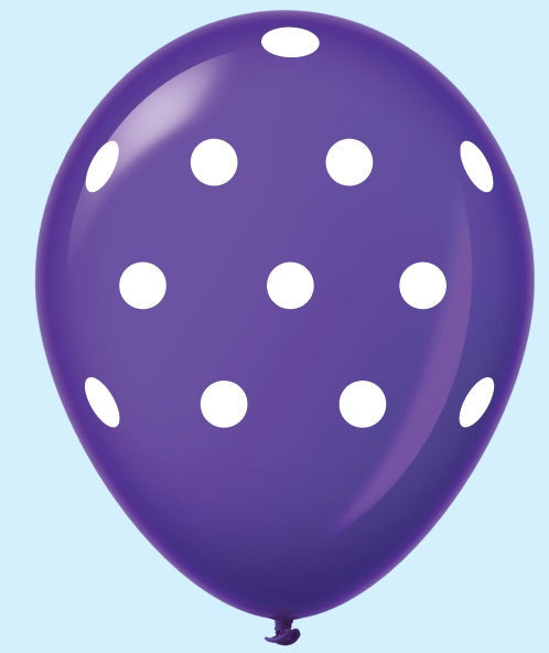 11" Polka Dots Latex Balloons (25 Count) Purple