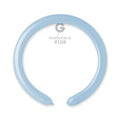 A light blue, sausage-shaped balloon is twisted into an open circle on a white background. Above it, text reads 260G Gemar Latex Balloons (Bag of 50) Modelling/Twisting Marshmallow Powder Blue.