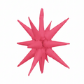The Decochamp 22" Airfill Only Neon Red Deco Starburst Balloon features a vibrant red, spiky design with multiple pointed spikes radiating outward, shown against a plain white background.