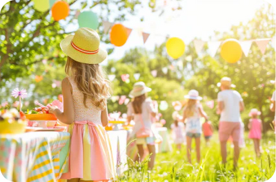 An out of focus scene of a springtime picnic