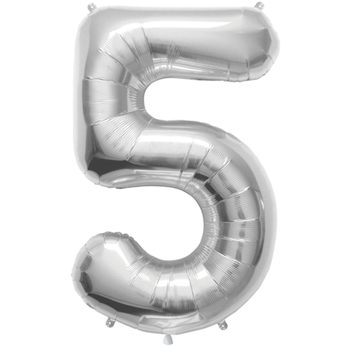 34" Northstar Brand Packaged Number 5 - Silver Foil Balloon
