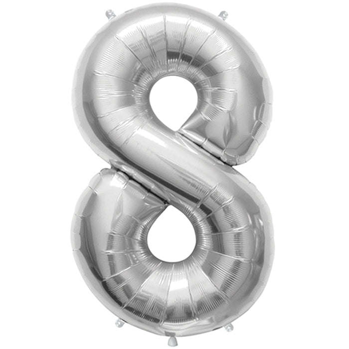34" Northstar Brand Packaged Number 8 - Silver Foil Balloon