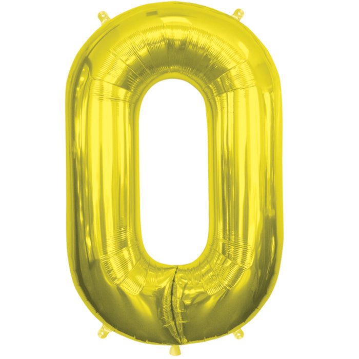 34" Northstar Brand Packaged Number 0 - Gold Foil Balloon