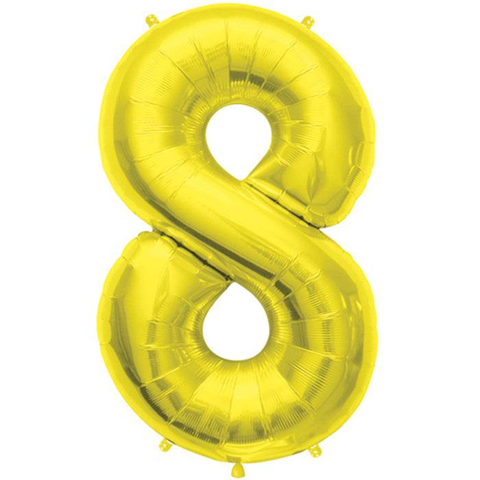 34" Northstar Brand Packaged Number 8 - Gold Foil Balloon