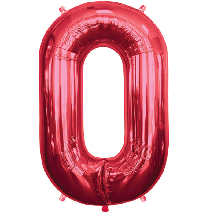34" Northstar Brand Packaged Number 0 - Red Foil Balloon