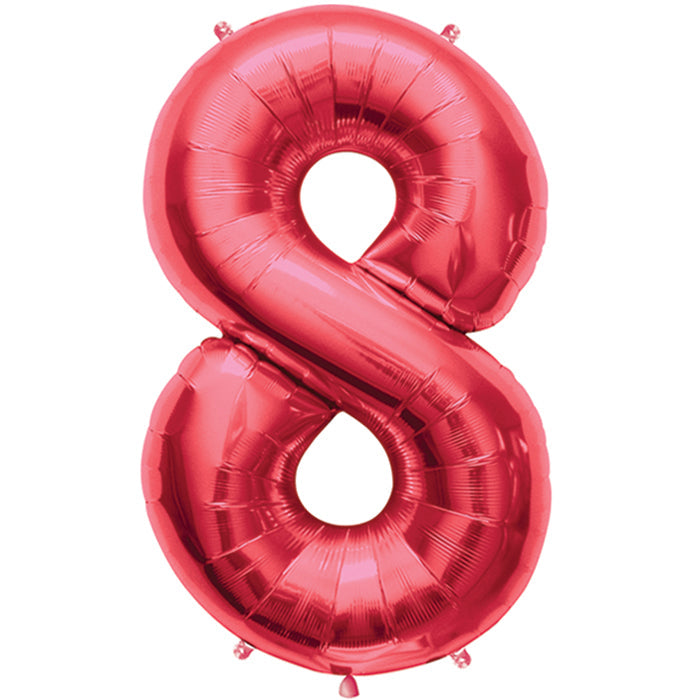 34" Northstar Brand Packaged Number 8 - Red Foil Balloon