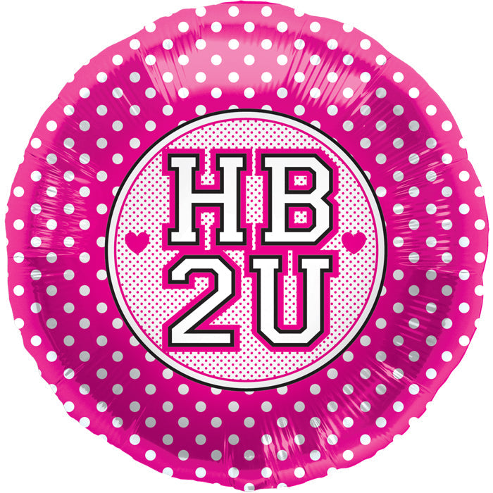 18" Foil Balloon HB2U Pink Dots Packaged