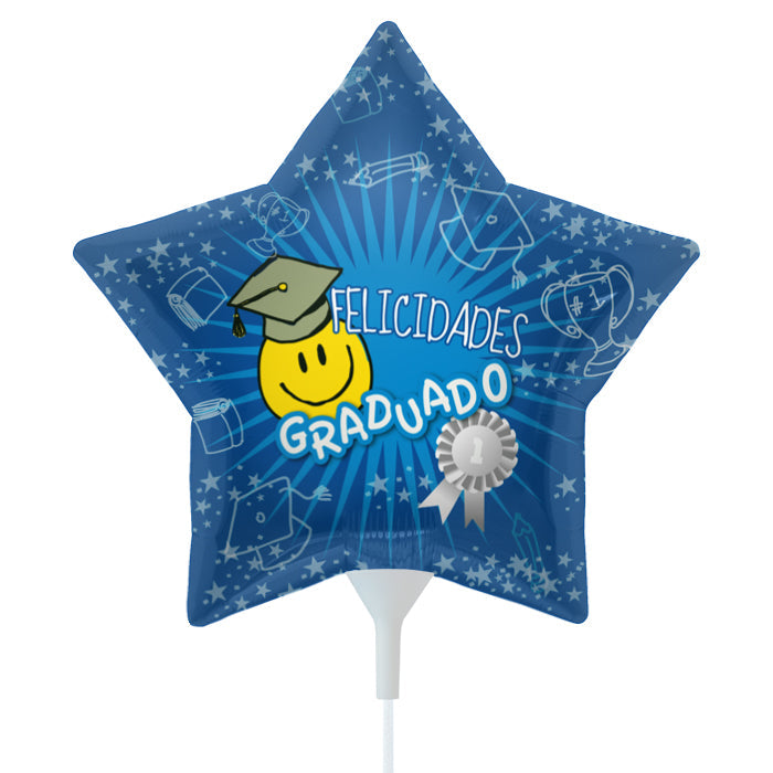 9" Airfill Only Spanish Grad Happy Face Foil Balloon