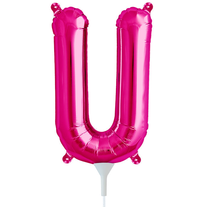 16" Airfill Only Self Sealing 16" Letter U - Magenta Foil Balloon