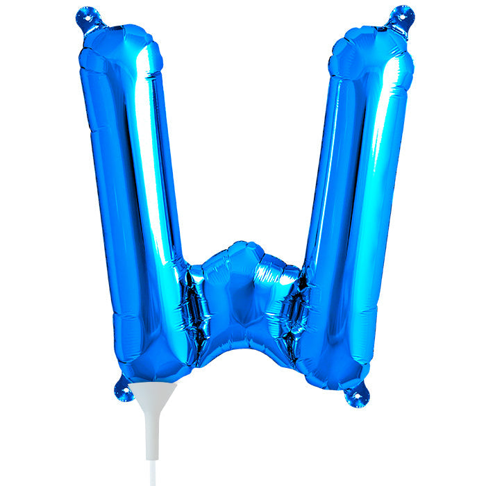 16" Airfill Only Self Sealing 16" Letter W - Blue Foil Balloon