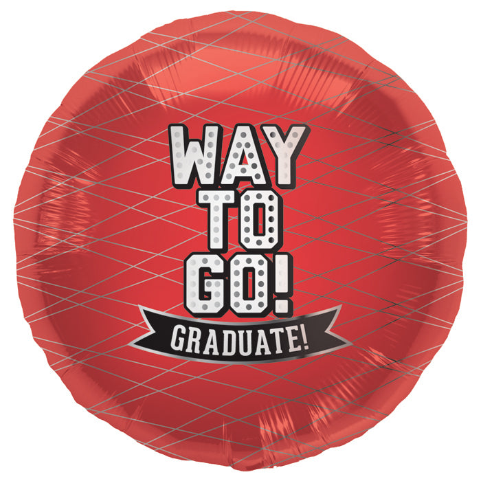 18" Foil Balloon Way To Go Red-Round