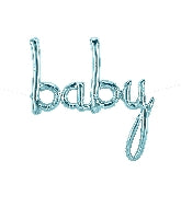 34" Airfill Only Baby Script - Pastel Blue Script Word Foil Balloon