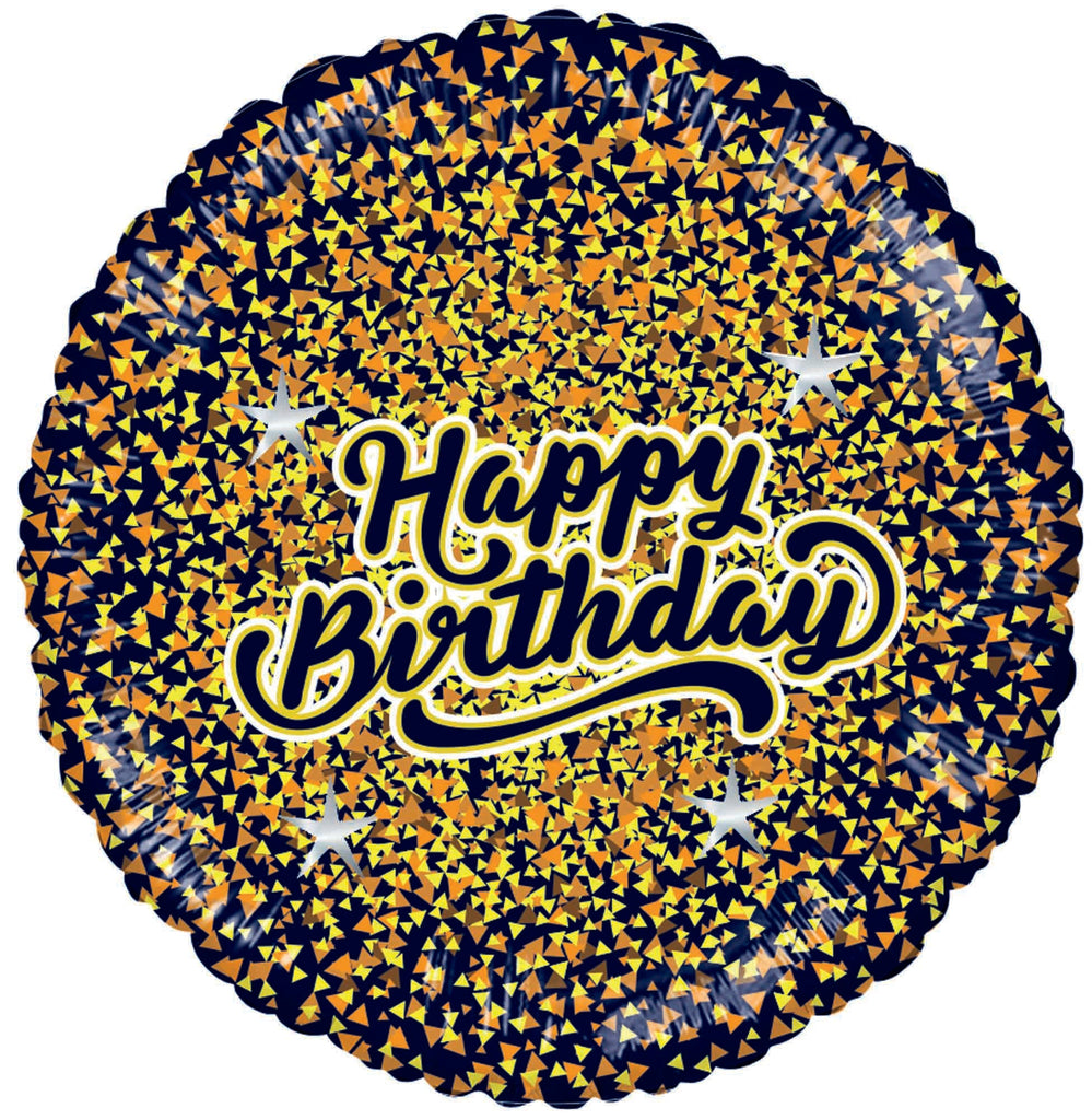 18" Happy Birthday Glitter Gold/Rose Gold Black Foil Balloon
