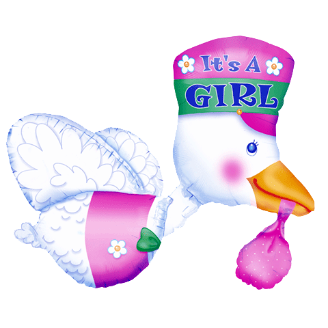 32" Bundle of Joy Stork - It's A Girl Multi-Balloon