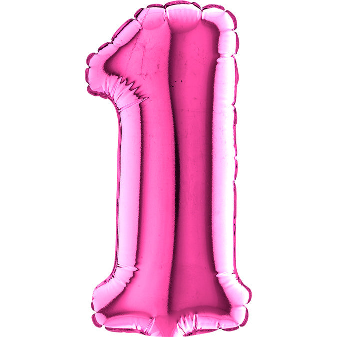 7" Airfill Only (requires heat sealing) Number Balloon 1 Fuschia