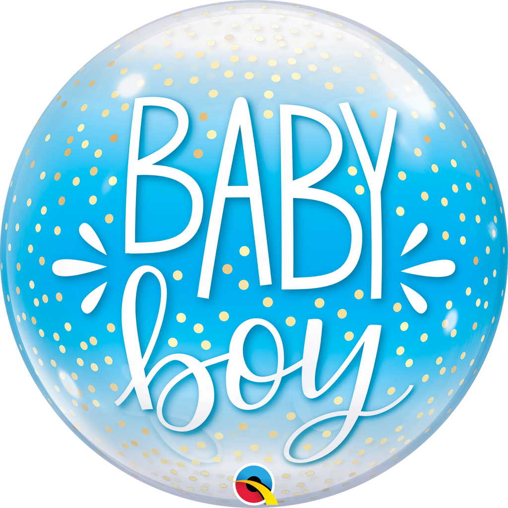 22" Single Baby Boy Blue & Confetti Dots Bubble Balloon