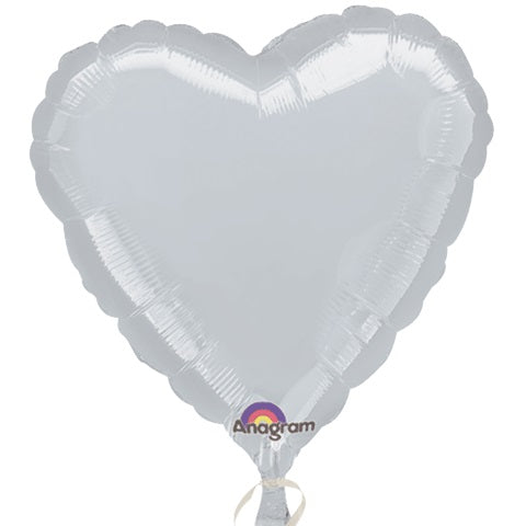 18" Silver Heart Anagram Brand Balloon